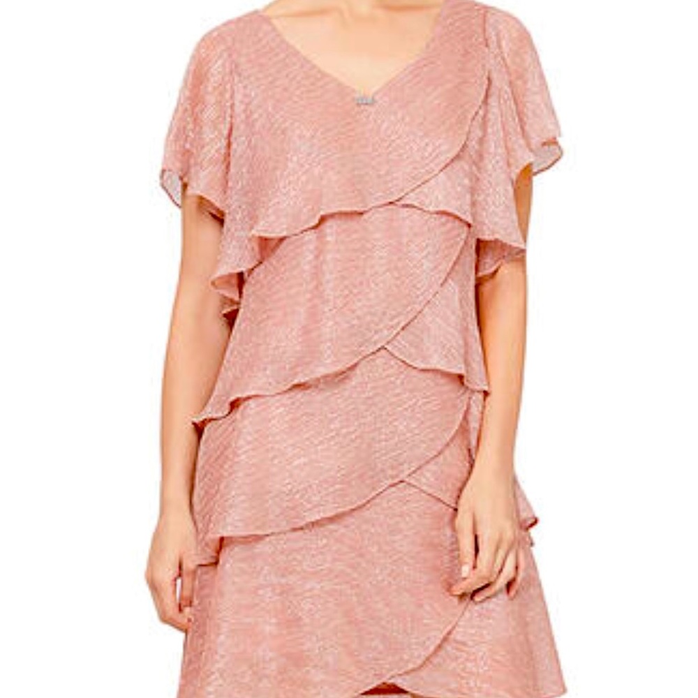 Womens SLNY Shimmer Bodre Tier Shift Dress size 16